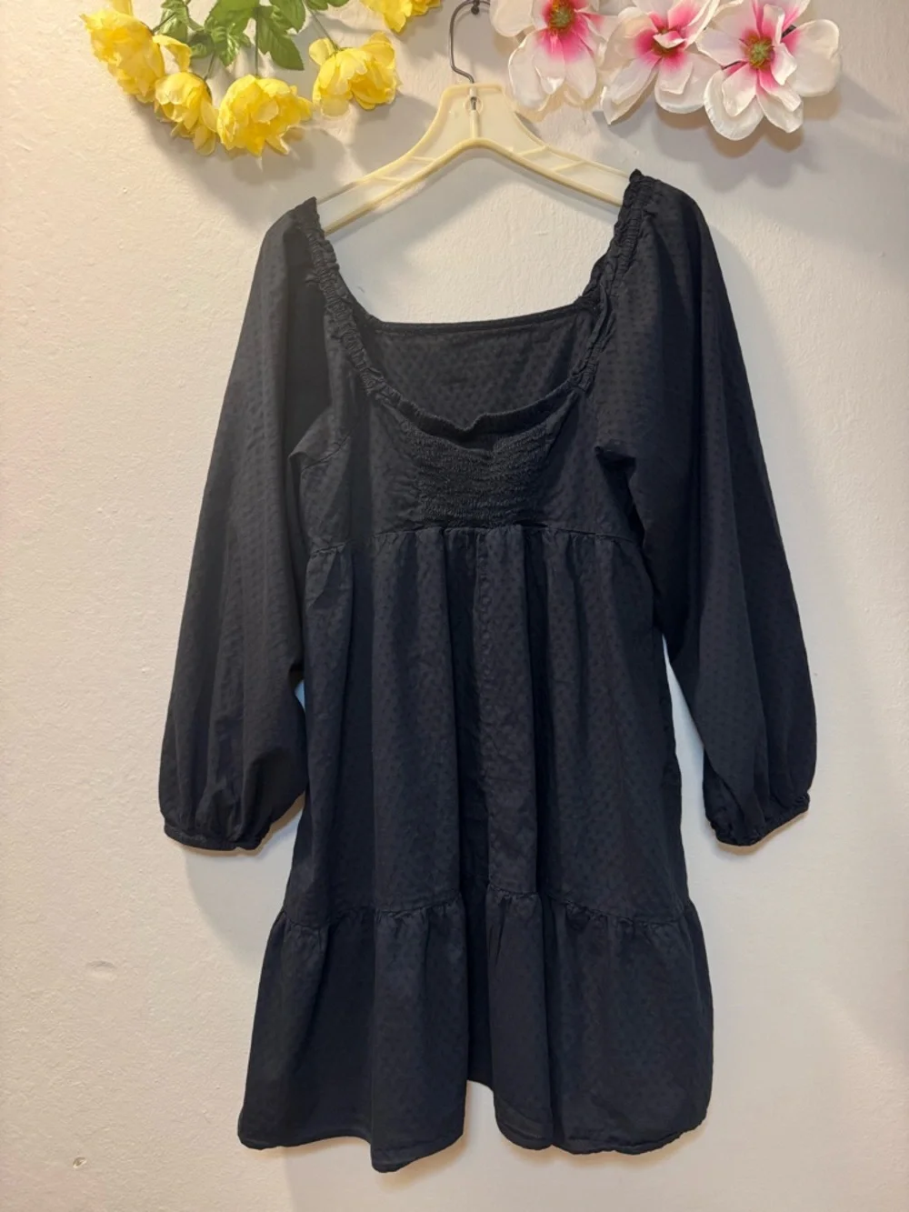 Universal Thread Black Square-Neck Mini Peasant Dress - Picture 2 of 10